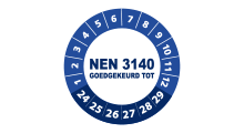 NEN 3140 stickers  - NEN 3140 goedgekeurd blauw 2024 - 3 cm op rol