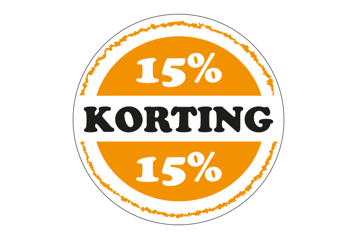 15% procent korting sticker