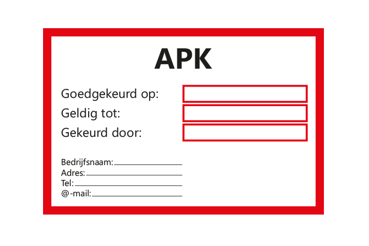 Stickers per Branche &gt; Automotive &gt; APK - APK 1 rood