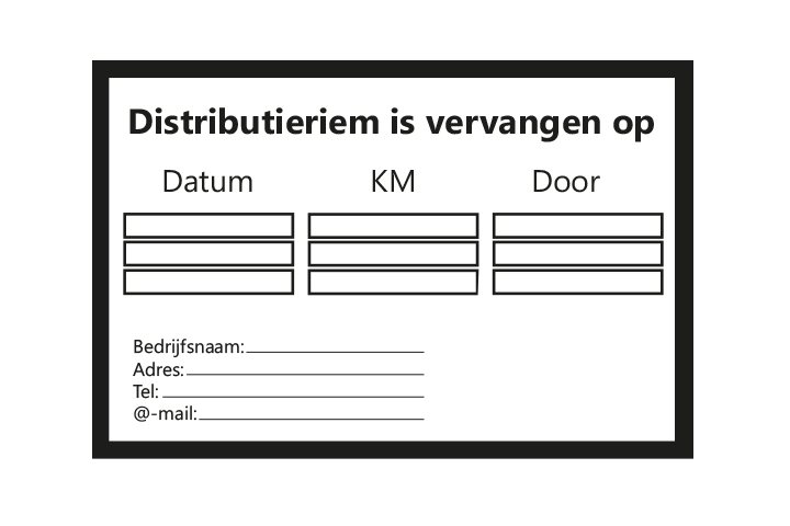 Controle stickers &gt; Servicestickers &gt; Distributieriem vervangen stickers - Zwart