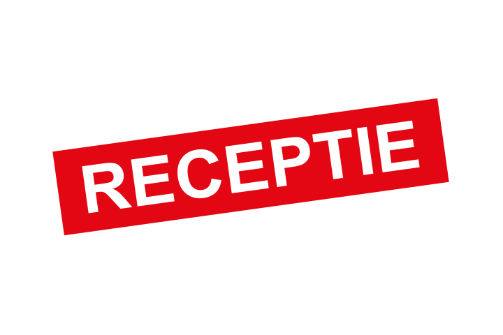 Stickers per Branche &gt; Kantoor stickers &gt; Receptie stickers - Receptie 2 rood