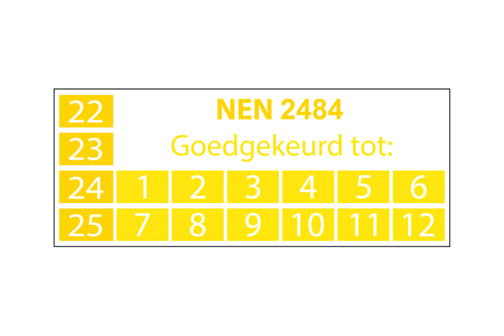 PNG'S - NEN 2484 goedgekeurd tot - rechthoekige sticker (2022) - Geel - (3 x 3 cm)-01