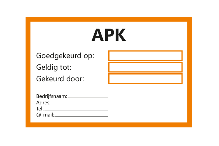 Controle stickers &gt; Servicestickers &gt; APK gekeurd tot stickers - Oranje