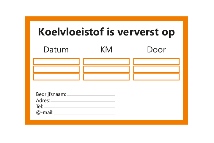 Controle stickers &gt; Servicestickers &gt; Koelvloeistof stickers - Oranje