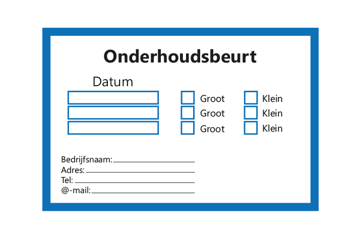 Controle stickers &gt; Servicestickers &gt; Onderhoudsbeurt stickers - Blauw