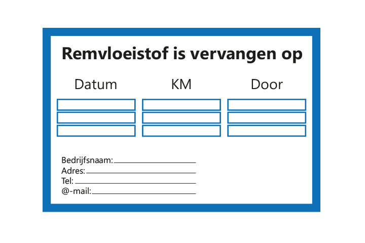 Controle stickers &gt; Servicestickers &gt; Remvloeistof stickers - Blauw