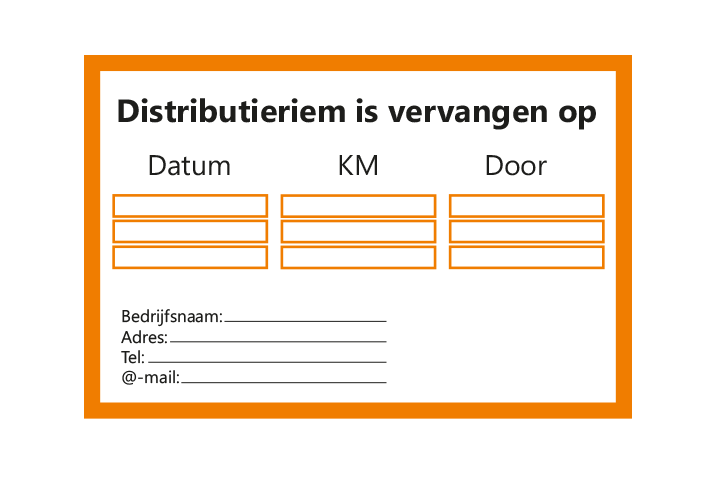 Controle stickers &gt; Servicestickers &gt; Distributieriem vervangen stickers - Oranje