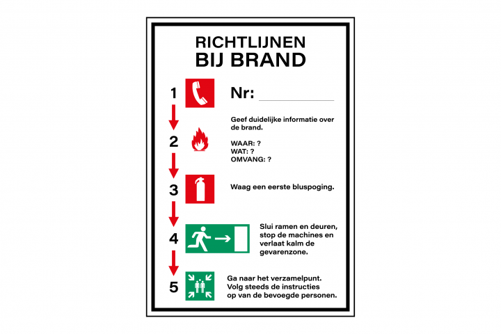 Brandgevaar sticker - Richtlijnen bij brand - PNG