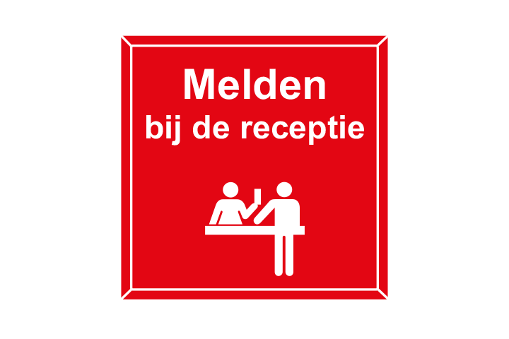 Stickers per Branche &gt; Kantoor stickers &gt; Receptie stickers - Receptie 1 rood