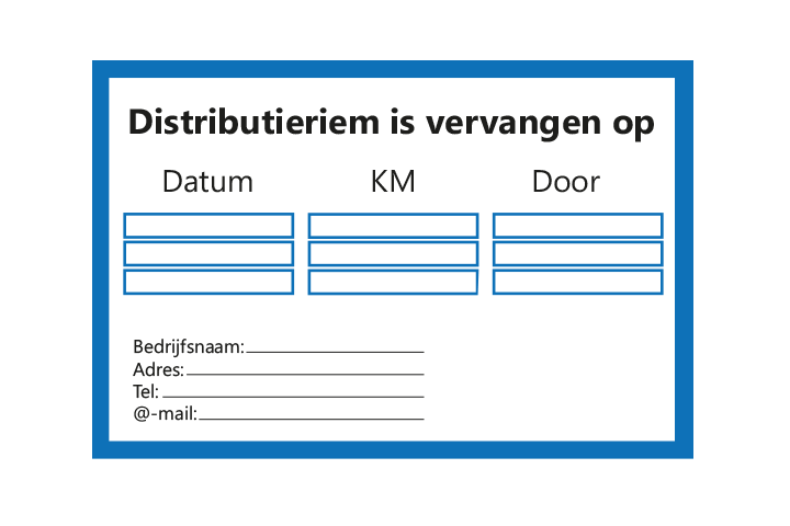 Controle stickers &gt; Servicestickers &gt; Distributieriem vervangen stickers - Blauw