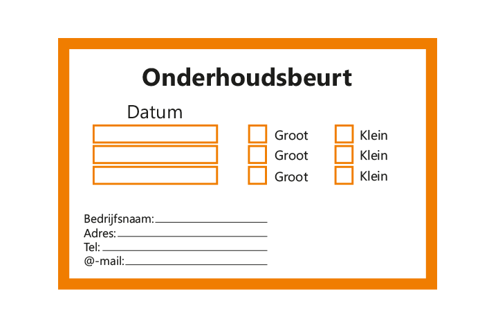 Controle stickers &gt; Servicestickers &gt; Onderhoudsbeurt stickers - Oranje