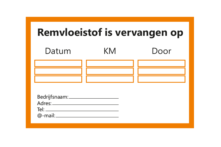 Stickers per Branche &gt; Automotive &gt; Remvloeistof - Remvloeistof 1 oranje