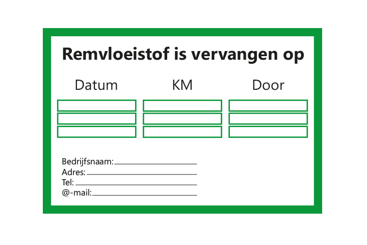 Controle stickers &gt; Servicestickers &gt; Remvloeistof stickers - Groen