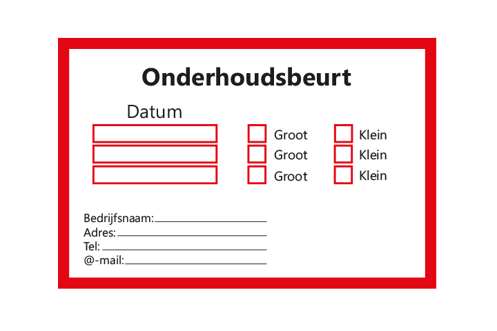 Controle stickers &gt; Servicestickers &gt; Onderhoudsbeurt stickers - Rood