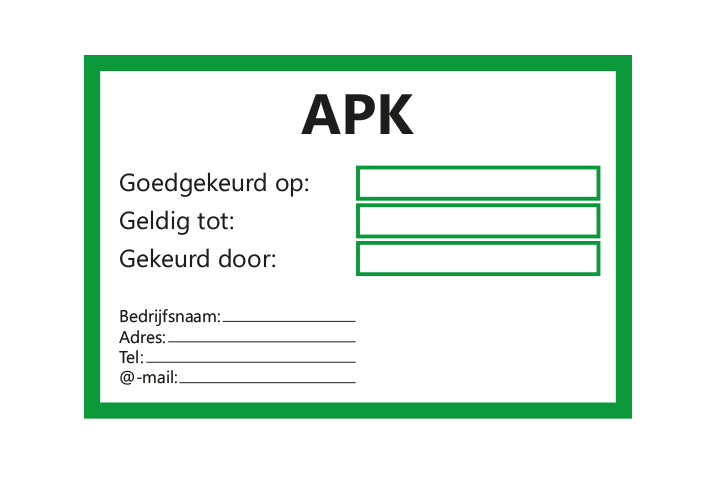 Stickers per Branche &gt; Automotive &gt; APK - APK 1 groen