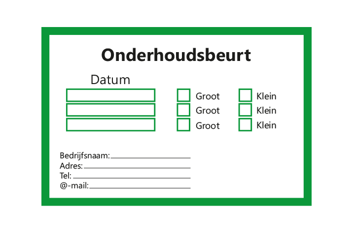 Controle stickers &gt; Servicestickers &gt; Onderhoudsbeurt stickers - Groen