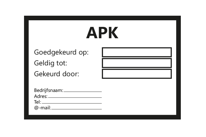 Controle stickers &gt; Servicestickers &gt; APK gekeurd tot stickers - APK sticker - zwart