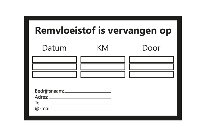 Controle stickers &gt; Servicestickers &gt; Remvloeistof stickers - Zwart