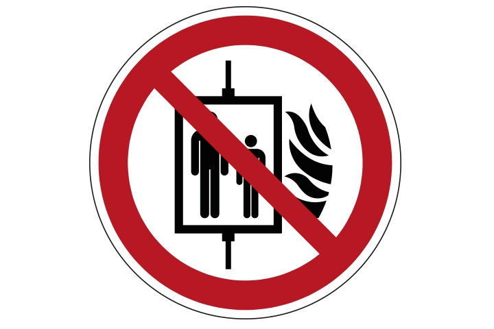 Bij brand lift niet gebruiken