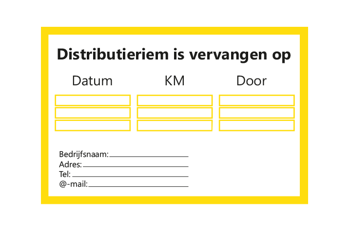 Controle stickers &gt; Servicestickers &gt; Distributieriem vervangen stickers - Geel