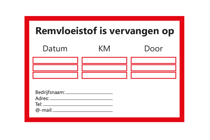 Controle stickers &gt; Servicestickers &gt; Remvloeistof stickers - Rood
