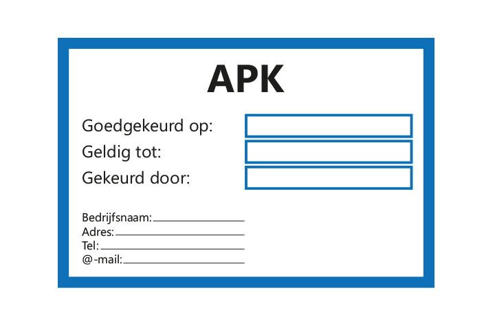 Controle stickers &gt; Servicestickers &gt; APK gekeurd tot stickers - Blauw