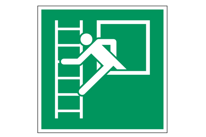 Pictogramstickers &gt; Evacuatie en interventie stickers - Nooduitgang met ladder