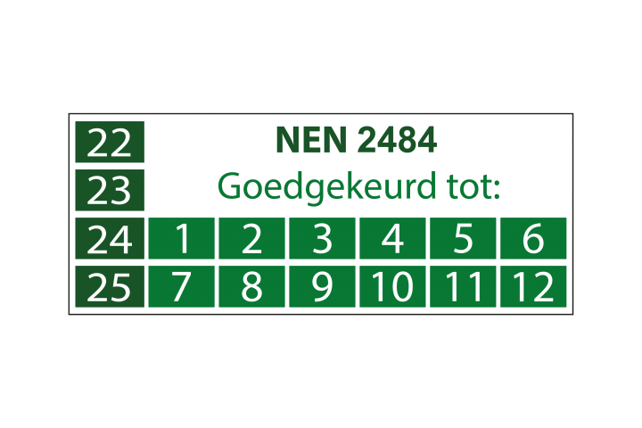 PNG'S - NEN 2484 goedgekeurd tot - rechthoekige sticker (2022) - Groen - (3 x 3 cm)-01
