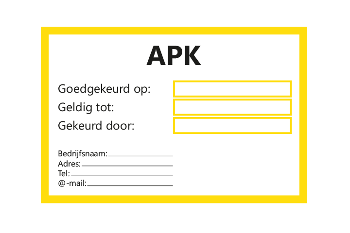 Controle stickers &gt; Servicestickers &gt; APK gekeurd tot stickers - Geel