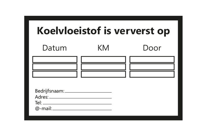 Controle stickers &gt; Servicestickers &gt; Koelvloeistof stickers - Zwart