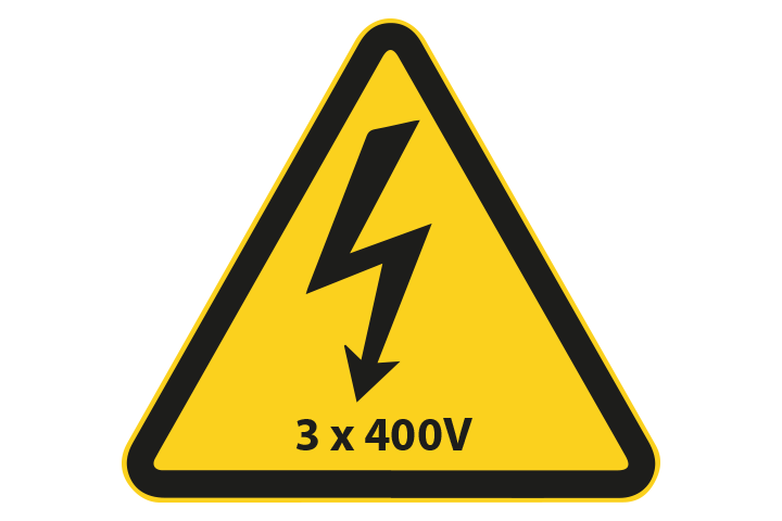 Elektriciteit 3x400 volt gevarensticker