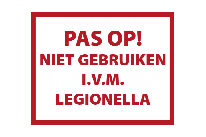 Legionella gevaar sticker