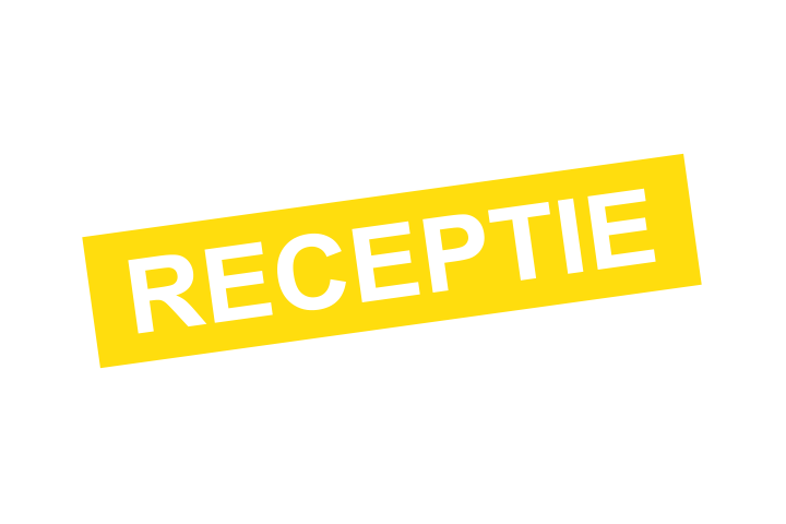 Stickers per Branche &gt; Kantoor stickers &gt; Receptie stickers - Receptie 2 geel