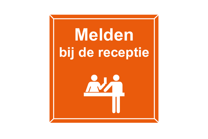 Stickers per Branche &gt; Kantoor stickers &gt; Receptie stickers - Receptie 1 oranje