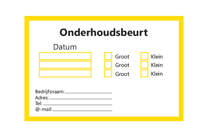 Controle stickers &gt; Servicestickers &gt; Onderhoudsbeurt stickers - Geel