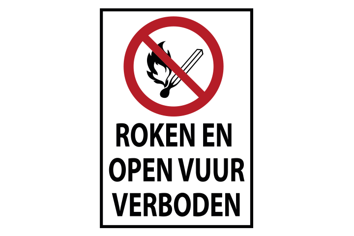 Roken en open vuur verboden sticker