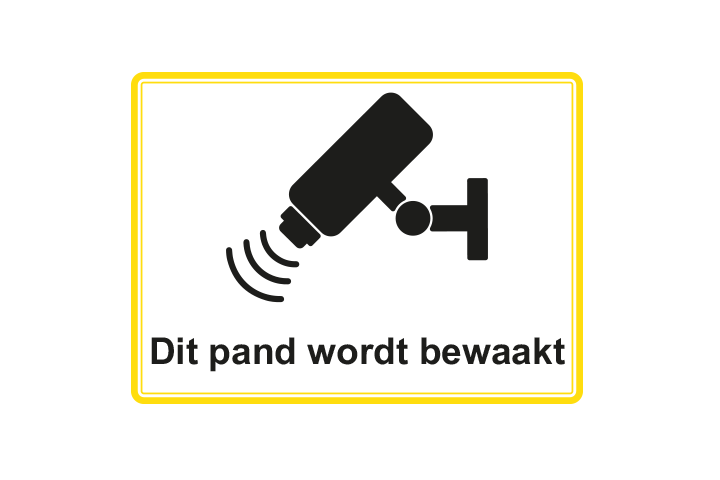 Stickers per Branche &gt; Kantoor stickers &gt; Camerabewaking stickers - Camerabewaking 1 geel