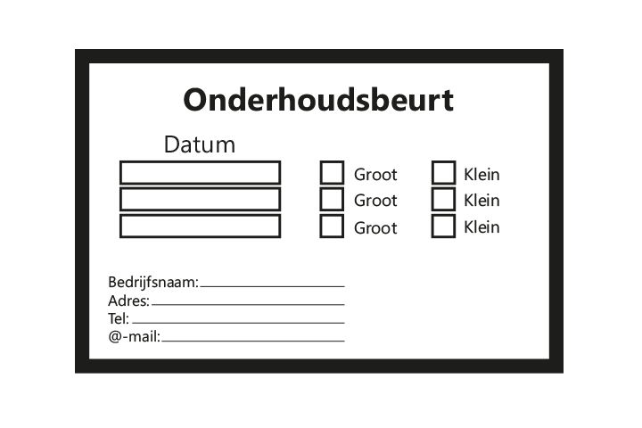 Controle stickers &gt; Servicestickers &gt; Onderhoudsbeurt stickers - Zwart