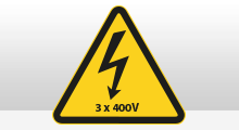 Gevarenpictogrammen - Elektriciteit pictogram 3x 400V sticker