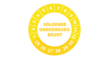 Volgende controle stickers - Volgende onderhoudsbeurt geel 2025 - 3 cm op rol