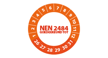 NEN 2484 stickers - NEN 2484 goedgekeurd oranje 2026 op rol