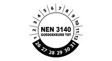 NEN 3140 stickers  - NEN 3140 goedgekeurd wit 2026 op rol