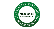 NEN 3140 stickers  - NEN 3140 goedgekeurd groen 2026 op rol