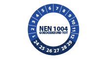 NEN 1004 stickers - NEN 1004 goedgekeurd blauw 2024 - 3 cm op rol