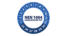 NEN 1004 stickers - NEN 1004 goedgekeurd blauw 2025 - 3 cm op rol