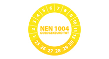 NEN 1004 stickers - NEN 1004 goedgekeurd geel 2025 - 3 cm op rol