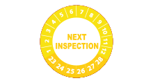 Volgende inspectie stickers - Next inspection sticker geel 2023 - 3 cm op rol