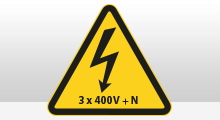 Gevarenpictogrammen - Elektriciteit pictogram 3x 400V +N sticker