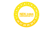 NEN 2484 stickers - NEN 2484 goedgekeurd geel 2026 op rol