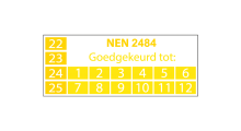 NEN 2484 stickers - NEN 2484 goedgekeurd tot - rechthoekig geel 2022